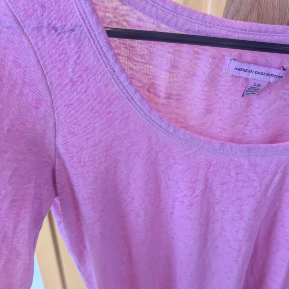 American Eagle Outfitters Burnout Pink Long Sleeve Tee - Picture 8 of 8